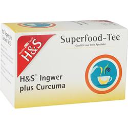 Eine Packung Superfood-Tee mit Ingwer und Curcuma von H&S.